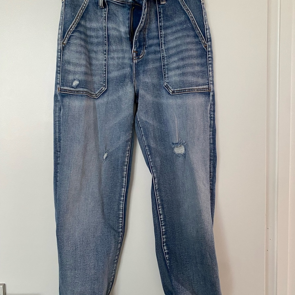 Blue Denim Jogger Pants aqua